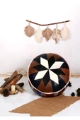 Şok Fiyat Açılışa Özel %50 Off! Art Deco El Yapımı Hakiki Deri Orijinal Bohem Ottoman Puf Minder60cm - 4