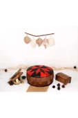 Şok Fiyat Açılışa Özel %50 Off! Art Deco El Yapımı Hakiki Deri Orijinal Bohem Ottoman Puf Minder60cm thumbnail 2