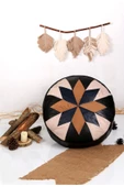 Şok Fiyat Açılışa Özel %50 Off! Art Deco El Yapımı Hakiki Deri Orijinal Bohem Ottoman Puf Minder60cm thumbnail 5