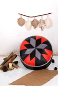 Şok Fiyat Açılışa Özel %50 Off! Art Deco El Yapımı Hakiki Deri Orijinal Bohem Ottoman Puf Minder60cm - 1