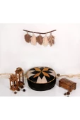 Şok Fiyat Açılışa Özel %50 Off! Art Deco El Yapımı Hakiki Deri Orijinal Bohem Ottoman Puf Minder60cm thumbnail 1