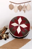 Şok Fiyat Açılışa Özel %50 Off! Art Deco El Yapımı Hakiki Deri Orijinal Bohem Ottoman Puf Minder60cm thumbnail 1