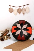 Şok Fiyat Açılışa Özel %50 Off! Art Deco El Yapımı Hakiki Deri Orijinal Bohem Ottoman Puf Minder60cm - 1
