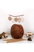 Açılışa Özel Fiyat! Art Deco El Yapımı Hakiki Deri Ottoman Bohem Pouf Minder 60x30 Dolgulu thumbnail 6