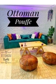 Açılışa Özel Fiyat! Art Deco El Yapımı Hakiki Deri Ottoman Bohem Pouf Minder 60x30 Dolgulu thumbnail 2