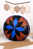 Şok Fiyat Açılışa Özel %50 Off! Art Deco El Yapımı Hakiki Deri Orijinal Bohem Ottoman Puf Minder60cm - 1