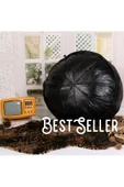 Şok Fiyat Açılışa Özel %50 Off! Art Deco El Yapımı Hakiki Deri Orijinal Bohem Ottoman Puf Minder60cm thumbnail 1