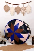 Şok Fiyat Açılışa Özel %50 Off! Art Deco El Yapımı Hakiki Deri Orijinal Bohem Ottoman Puf Minder60cm - 1