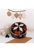 Şok Fiyat Açılışa Özel %50 Off! Art Deco El Yapımı Hakiki Deri Orijinal Bohem Ottoman Puf Minder60cm thumbnail 4