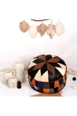 Şok Fiyat Açılışa Özel %50 Off! Art Deco El Yapımı Hakiki Deri Orijinal Bohem Ottoman Puf Minder60cm - 3
