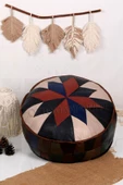 Şok Fiyat Açılışa Özel %50 Off! Art Deco El Yapımı Hakiki Deri Orijinal Bohem Ottoman Puf Minder60cm thumbnail 1