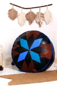 Şok Fiyat Açılışa Özel %50 Off! Art Deco El Yapımı Hakiki Deri Orijinal Bohem Ottoman Puf Minder60cm - 1