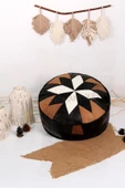 Şok Fiyat Açılışa Özel %50 Off! Art Deco El Yapımı Hakiki Deri Orijinal Bohem Ottoman Puf Minder60cm thumbnail 1
