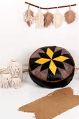 Şok Fiyat Açılışa Özel %50 Off! Art Deco El Yapımı Hakiki Deri Orijinal Bohem Ottoman Puf Minder60cm - 1