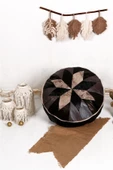 Art Deco Iskandinav El Yapımı Hakiki Deri Orijinal Bohem Ottoman Puf Minder 60x30cm (DOLGULU) thumbnail 2