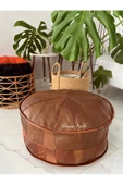 Şok Fiyat Açılışa Özel %50 Off! Art Deco El Yapımı Hakiki Deri Orijinal Bohem Ottoman Puf Minder60cm thumbnail 8
