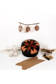 Şok Fiyat Açılışa Özel %50 Off! Art Deco El Yapımı Hakiki Deri Orijinal Bohem Ottoman Puf Minder60cm thumbnail 3