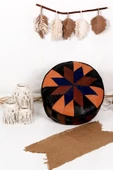 Şok Fiyat Açılışa Özel %50 Off! Art Deco El Yapımı Hakiki Deri Orijinal Bohem Ottoman Puf Minder60cm thumbnail 1