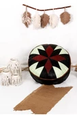 Şok Fiyat Açılışa Özel %50 Off! Art Deco El Yapımı Hakiki Deri Orijinal Bohem Ottoman Puf Minder60cm thumbnail 1