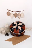 Şok Fiyat Açılışa Özel %50 Off! Art Deco El Yapımı Hakiki Deri Orijinal Bohem Ottoman Puf Minder60cm thumbnail 2