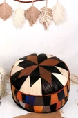 Şok Fiyat Açılışa Özel %50 Off! Art Deco El Yapımı Hakiki Deri Orijinal Bohem Ottoman Puf Minder60cm - 1