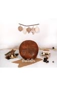 - Art Deco El Yapımı Vintage Hakiki Deri Orijinal Bohem Ottoman Puf Minder 60cm thumbnail 1