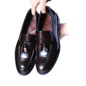 Erkek Hakiki Deri Bordo Açma Damatlık Ayakkabı - 6