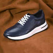 Erkek Hakiki Deri Lacivert Spor Ayakkabı - 5