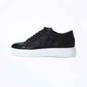 Erkek Hakiki Deri Hasır Desenli Sneaker Siyah Spor Ayakkabı - 1