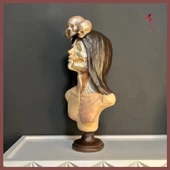 Şeker kafatası Catrina ( büstü heykeli, güçlü kadın figürü, dekoratif sanatlar ) Mukemel tasarımları thumbnail 4