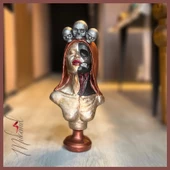 Şeker kafatası Catrina ( büstü heykeli, güçlü kadın figürü, dekoratif sanatlar ) Mukemel tasarımları thumbnail 1