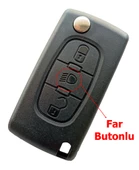 Citroen Berlingo C3 C4 C5 Uyumlu 3 Tuşlu Kumanda Anahtar Kabı Oto Anahtarlık Pil Yataklı Logolu thumbnail 1