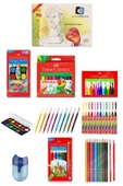 Faber Castell 12'li Pastel Boya 12' Suluboya 12'li'keçeli Kalem 10'kuruboya Alex Resim Defteri - 1