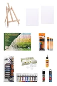 Art Liva-akrilik-şövale-25x35 Tuval-rich Set8 Fırça-rich Şişeli Palet-boncuk Boya-10 Parça Okul Seti - 1