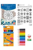 St. Petersburg Sonnet Boyama Kitabı Mandala A4 160 gr 20 Yaprak Bic Kuru Boya Kalemİ 12'Lİ Set - 1
