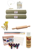 Seramik Hamuru 6x2 Kg Kil Kesme Teli Ebeşuarlı Şişeli 25 Ml Akrilik 12li , Ponpon,ahşap Merdane Set - 1