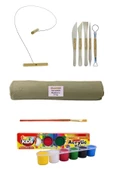 Beyaz Seramik Hamuru 6 Kg Kil Kesme Teli 5'li Ebeşuar 15 Ml Akrilik 6 Lı Set - 1