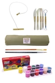 Beyaz Seramik Hamuru 6 Kg Kil Kesme Teli 5'li Ebeşuar Rich Funny Kids 25 Ml Akrilik 12 Li Set - 1