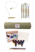 Beyaz Seramik Hamuru 6xkg Kil Kesme Teli 5'li Ebeşuar Rich Şişeli Palet 25 ml X 12'li Akrilik Set - 1