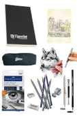 Tigertint Sketchbook Defter 100 gr A5 80 Yp Faber Goldfaber Dereceli Kalem Set 8 Parça Eskiz thumbnail 1