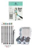Alex Marker Eskiz Defteri 200gr A5 40yp Cretacolor 6'lı Aquarell Sulandırılabilir Fırçalı Eskiz Set thumbnail 1