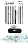 Cretacolor 9'lu Aquarell Sulandırılabilir Fırçalı Karakalem Eskiz Dereceli Çizim Kalemi Çantalı Set thumbnail 1