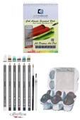 Alex Schoeller 200gr A5 20 Yaprak Cretacolor 6'lı Aquarell Sulandırılabilir Fırçalı Eskiz Set thumbnail 1