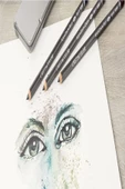 Alex Schoeller A5 300 Gr Cretacolor 6'lı Aquarell Sulandırılabilir Dereceli Rulo Kalemlik Eskiz Seti - 3