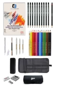 Alex Schoeller 25x35 Resim Defteri Spiralli165gr Faber-castell Grip Boya Kalemi Çantalı Çizim Eskiz - 1