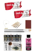 Das Beyaz Seramik Kili 500 grx2gr Rich Mastermix 60 cc 6'lı Metalik Renkler Akrilik Boya Seramik Set - 1