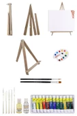 Açılır Kapanır Katlanır Mini Şövale 25x35 Tuval Fanart 12x12 Ml Yağlı Boya Başlangıç Seti - 1