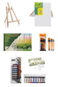 Art-X 12 ML 12 'li Akrilik Set-Orta Boy Şövale-Art Liva-Zemin FırçaN:8- Sanat Seti - 1