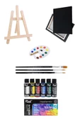 Mini Şövale Rich Master-mix Akrilik Set 6 Lı 60 Cc 25x35 Siyah Tuval Akrilik Başlangıç Seti - 1