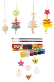 Beleduc Ilkbahar Şekiller Ahşap Üçlü Disk Ahşap Yıldız Ahşap Kolye Funny Kids 15ml Akrilik Boya Seti - 1
